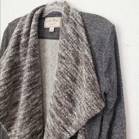 LUCKY Brand Striped Marl Ooen Knit Waterfall Cardigan - Picture 3 of 9